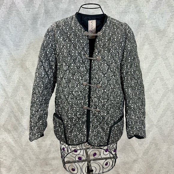 Vintage excel garment minneapolis quilted grey jacket with metal buttons size M - Picture 1 of 10